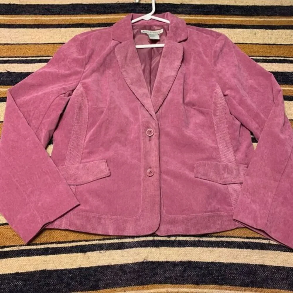 Vintage Requirements Purple Jacket Blazer Large Faux Suede Corduroy Y2K 90s Prep